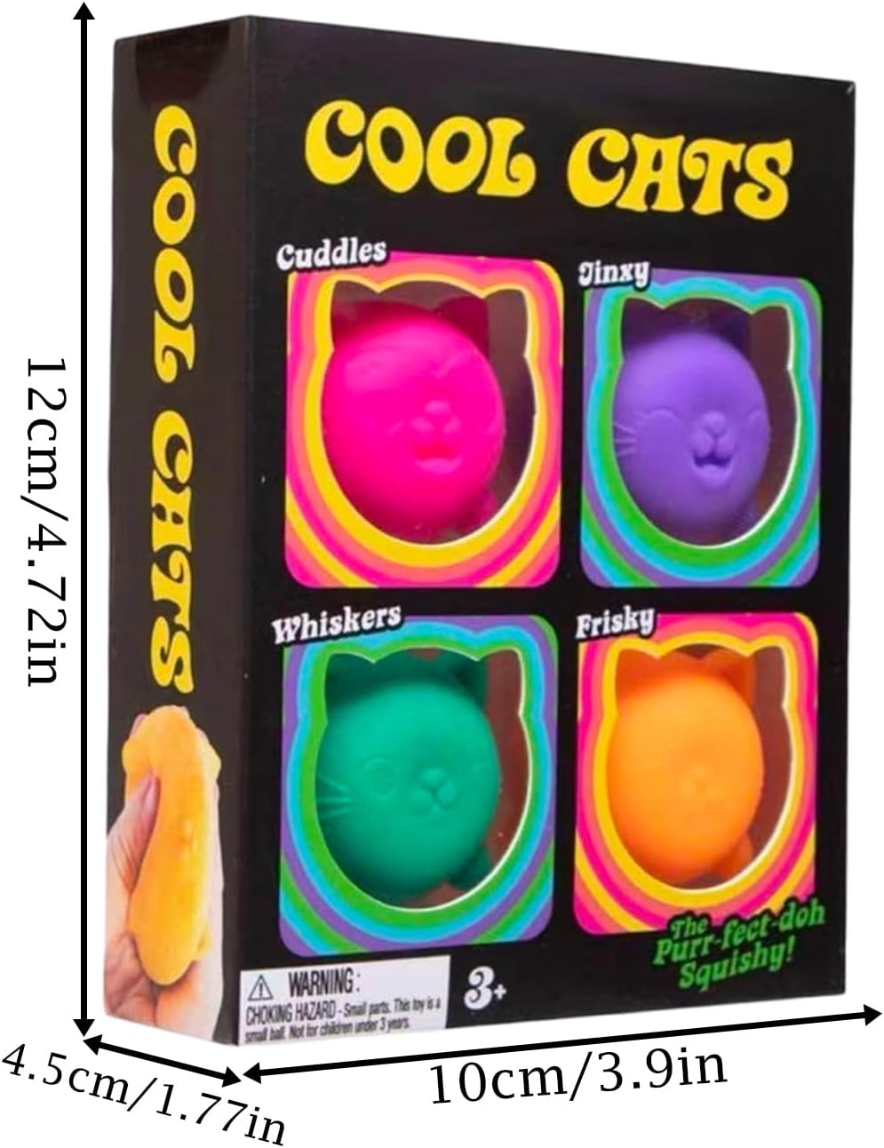 4PCS Cool Cats Squishy. Squeeze&Play Stress Relief Sensory Fidget Toys Stress Balls. Slow Rising Mini Cool Cat Squishy Portable Toys for Autism. ADHD. Party Favors Gifts (#01) : Toys & Games - Image 3