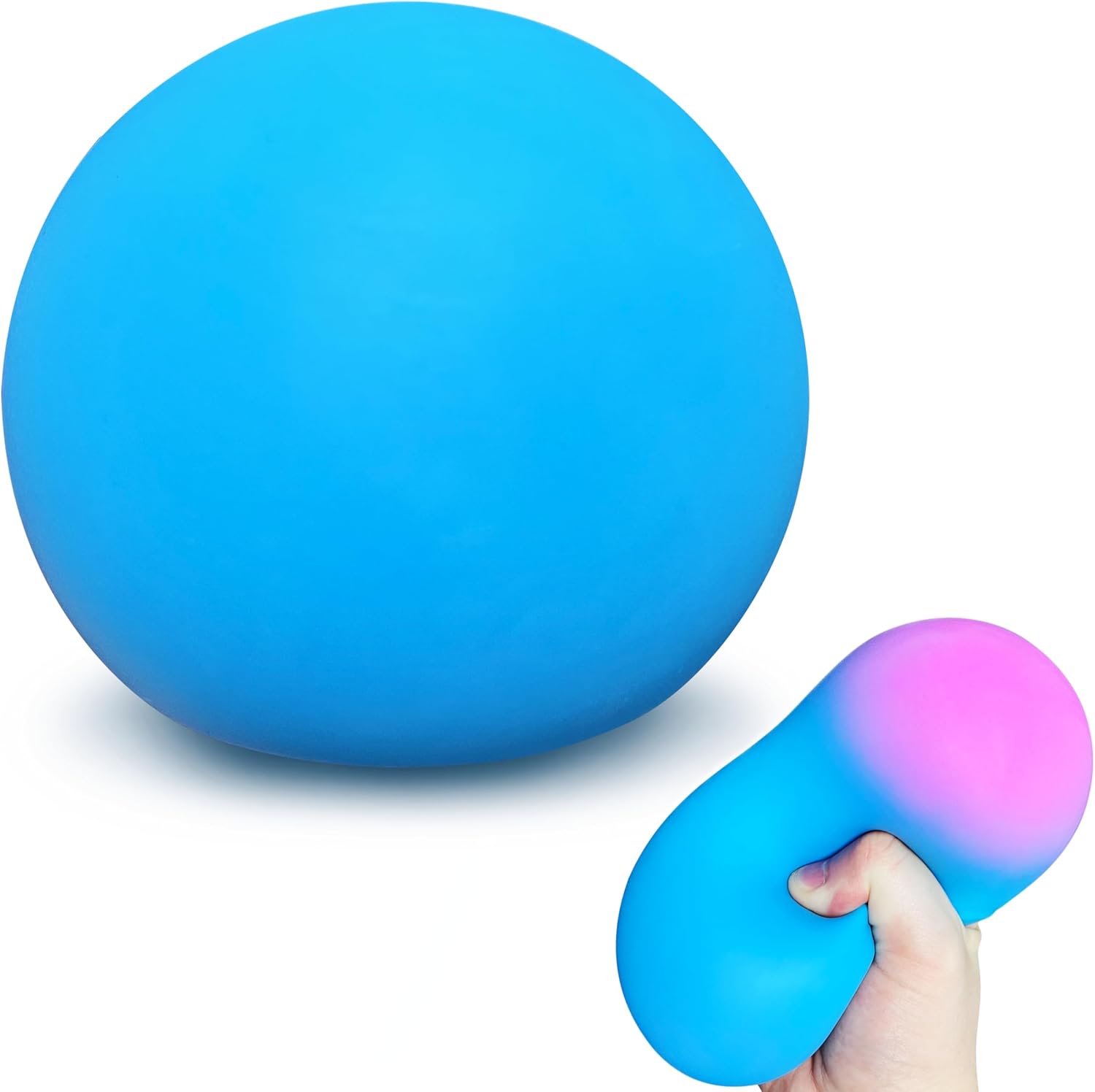 Giant Squishy Stress Balls for Kids and Adults. 4-inch Jumbo Squeeze Balls. Stretchy Dough Stress Ball Squishy Toys for Kids Party Favors. Sensory Toys | Blue Color Changing Stress Relief Balls : Toys & Games