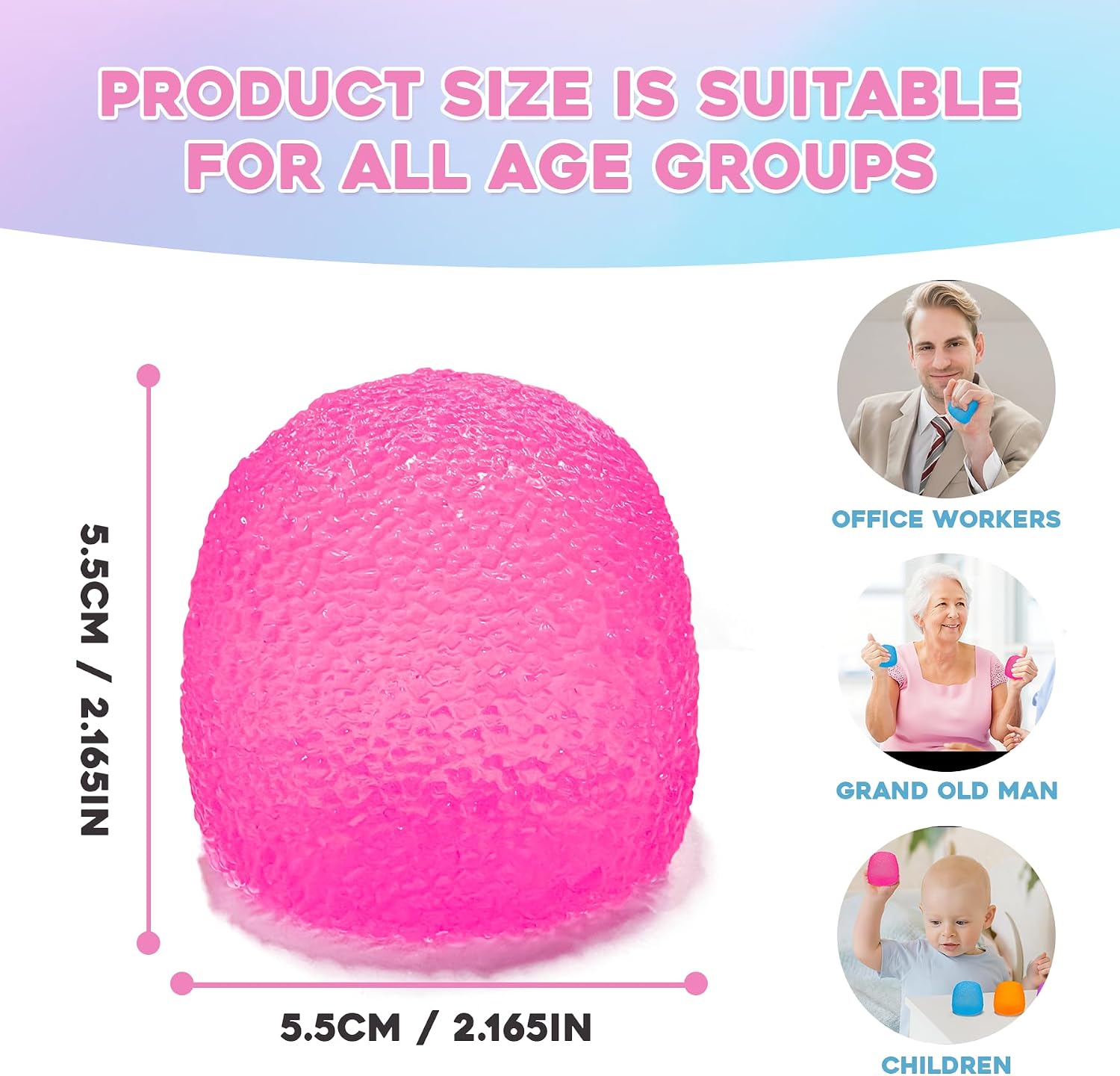 Stress Balls-Gumdrop Squishy Stress for Kids and Adults. Super Solid Squeeze Ball. Sensory for Stress Relief. Birthday. Easter Basket Stuffers and Party Favors(Pink) : Toys & Games - Image 4