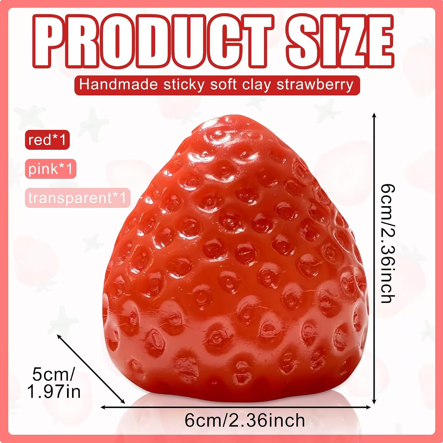 3Pcs Big Taba Squishies Strawberry. Cute Strawberry Squeeze Toys. Upgrade Fruit Squishies. Kawaii Sticky Stress Toy. Clear Fidget Toys. Valentines Gift for Kids. Teen Boys Girls Birthday Gift Ideas : Toys & Games - Image 2