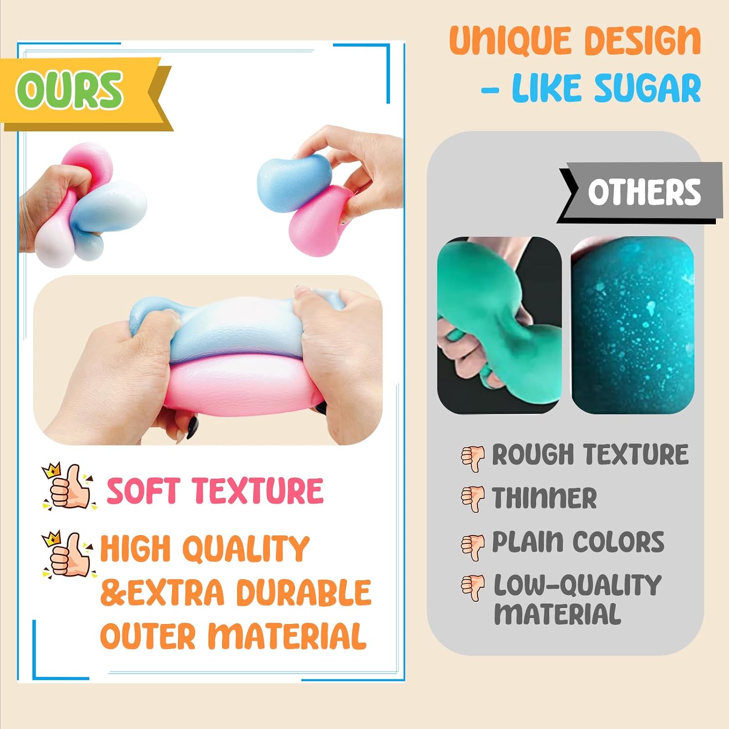 Fidget Toys Stress Balls for Kids & Adults - Changes Color in The Sun -Slow Rise Dough Ball - Fidgets for Classroom - Squishy Fidget Toys Stretchy Squeeze Stress Relief Balls for Anxiety (Dough Blue) : Toys & Games - Image 5