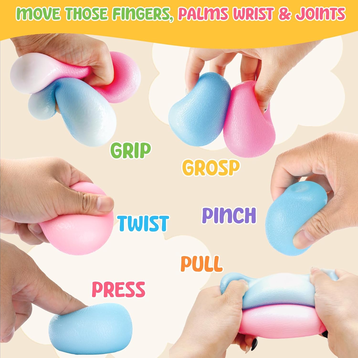 Fidget Toys Stress Balls for Kids & Adults - Changes Color in The Sun -Slow Rise Dough Ball - Fidgets for Classroom - Squishy Fidget Toys Stretchy Squeeze Stress Relief Balls for Anxiety (Dough Blue) : Toys & Games - Image 4