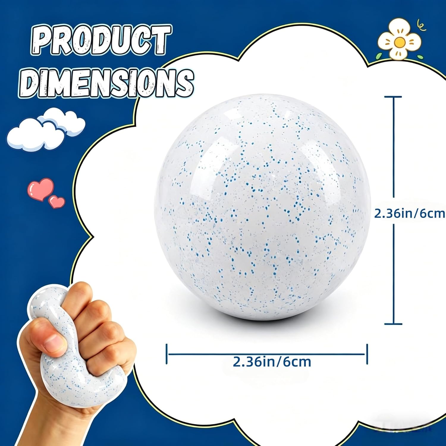 Snowball Stress Ball.Stretchy Fidget Toys for Anxiety Relief Squishy Toys.Realistic Snowball Squeeze Toy for Adults Stress Relief (Snowball 01) : Toys & Games - Image 6