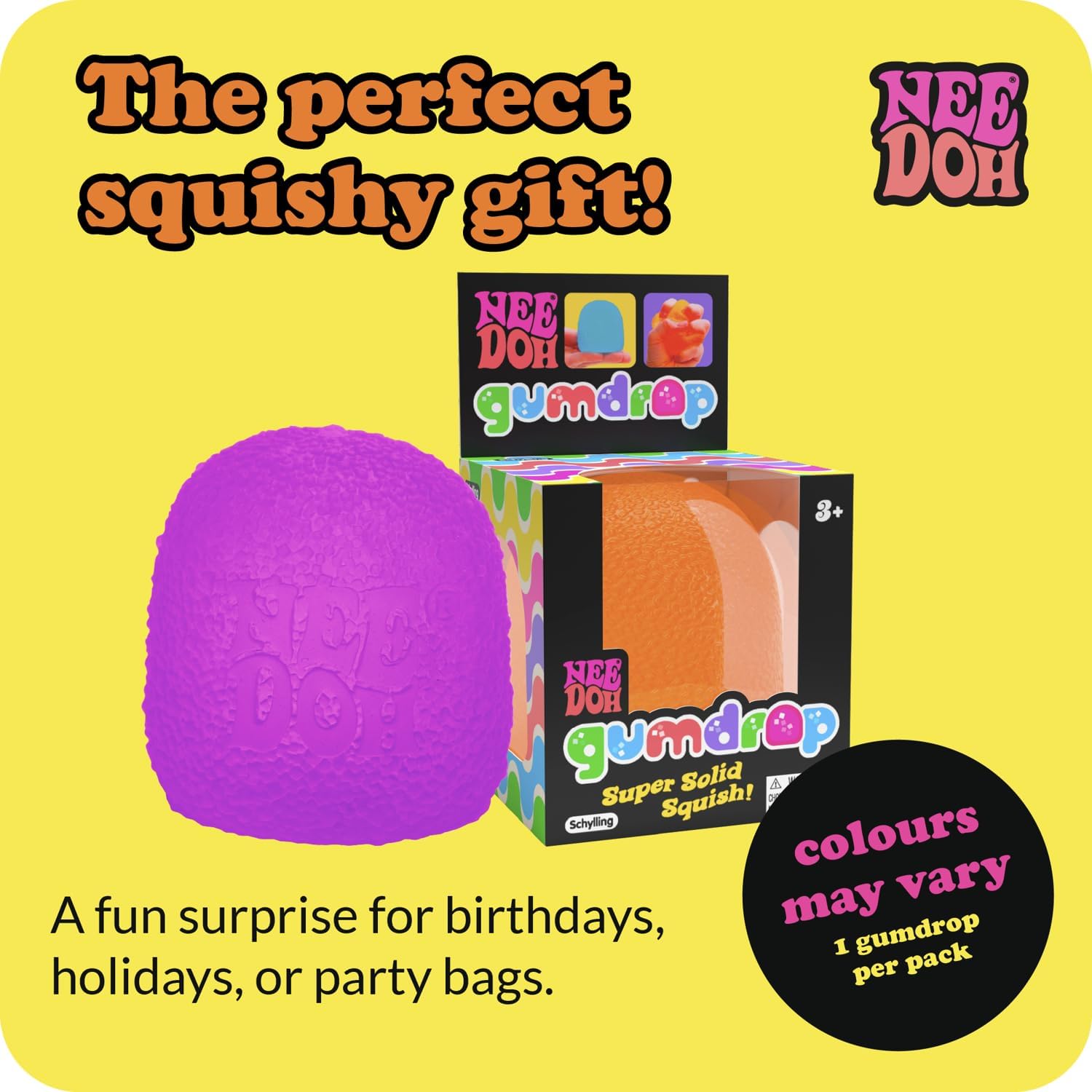Schylling NeeDoh Gumdrop - Textured Sensory Toy with Super Solid Squish - 2.5 Tall - Colors May Vary (Pack of 1) : Toys & Games - Image 5