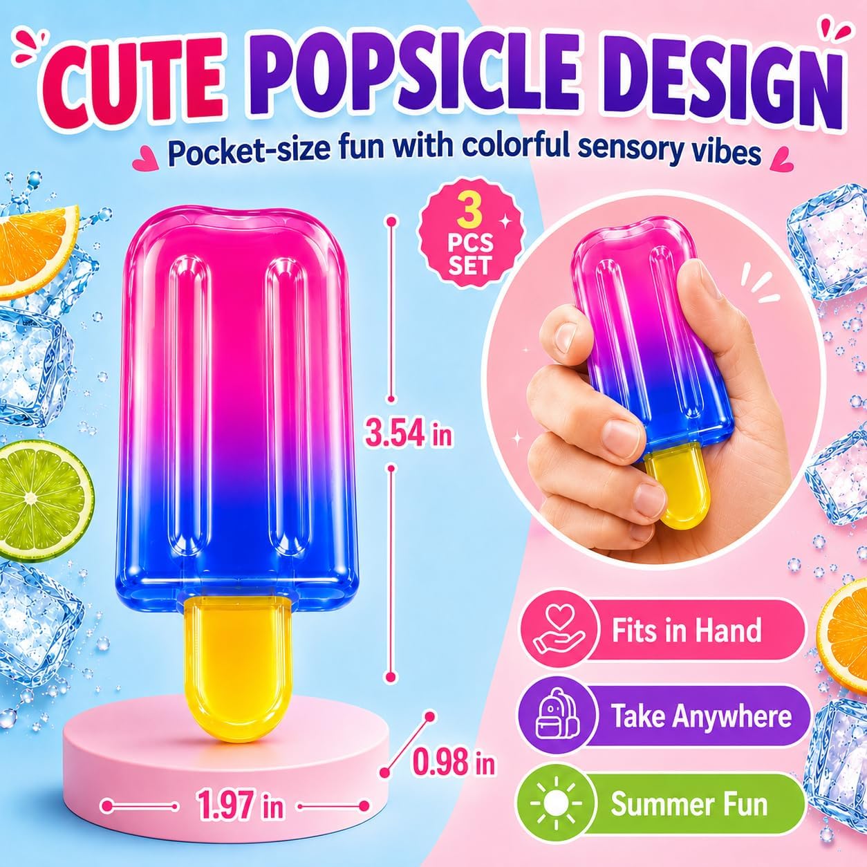 3 Pack Popsicle Squishy Toys ?C Slow Rising Ice Cream Stress Relief Fidget Squeeze Ball. Summer Party Favor & Birthday Gift for Kids Adults. Soft Sensory Desk Toy : Toys & Games - Image 2