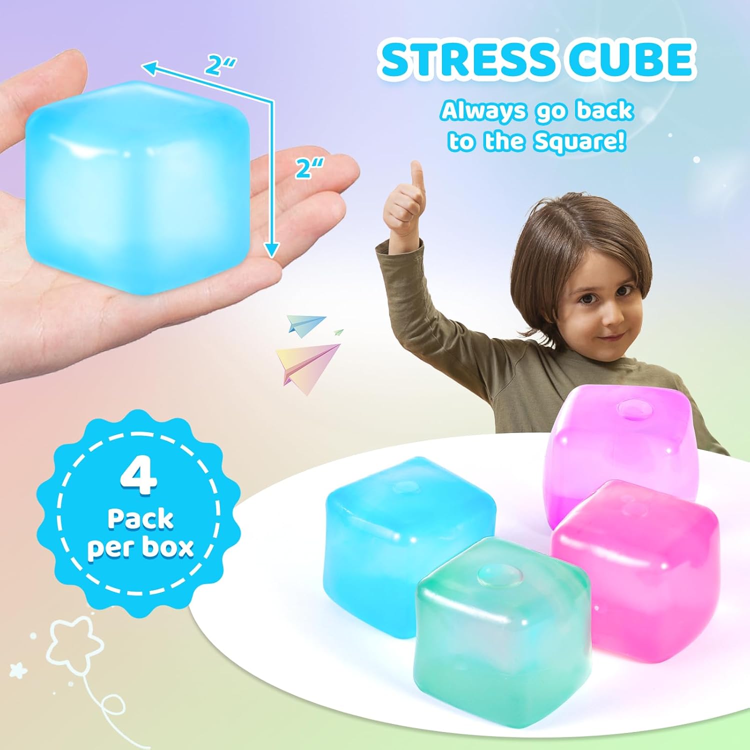 APLIST Squishy Fidget Toys Stress Cube. 4 Pack Solid Ice Cube High Density Malt Sugar Filled. Sensory Anxiety Relief Item for Kids Adults. Quiet Fidgets for Classroom. Calming Toys for ADHD : Toys & Games - Image 3