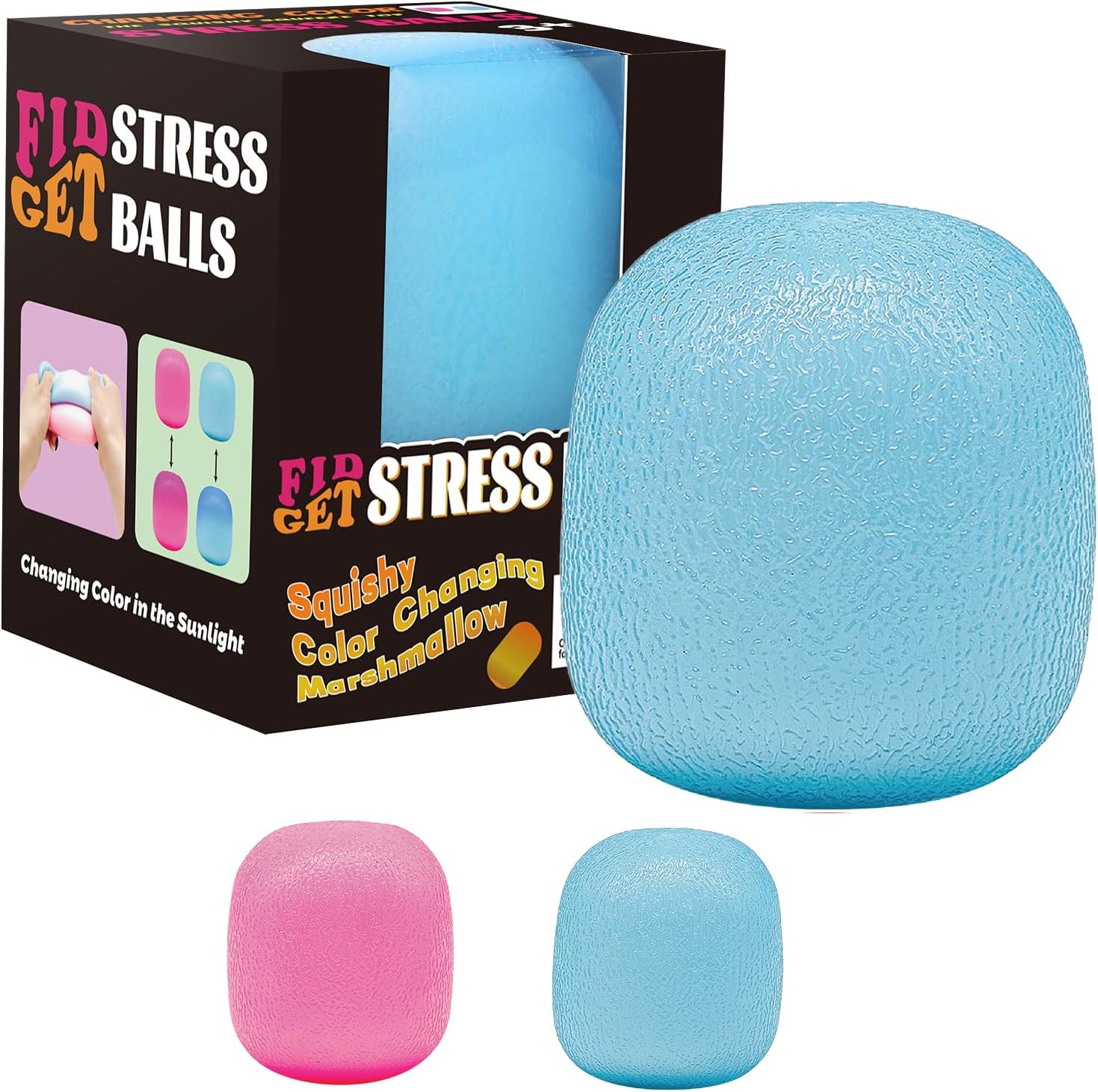 Fidget Toys Stress Balls for Kids & Adults - Changes Color in The Sun -Slow Rise Dough Ball - Fidgets for Classroom - Squishy Fidget Toys Stretchy Squeeze Stress Relief Balls for Anxiety (Dough Blue) : Toys & Games