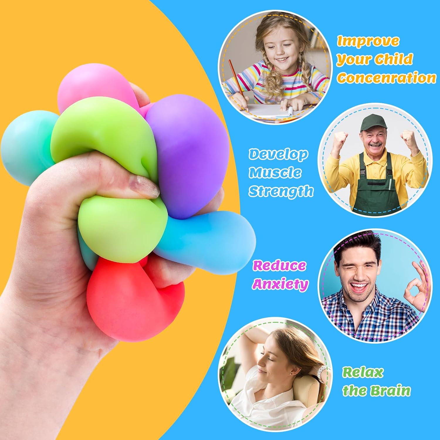 12 Pack Slow Rising Stress Cube. Dough Stress Balls Squishy Fidget Toys for Anxiety Relief. Soft Fidget Cube. Pull Stretch Squishy Toys for Classroom Prize. Party Favors for Kids Adults : Toys & Games - Image 6