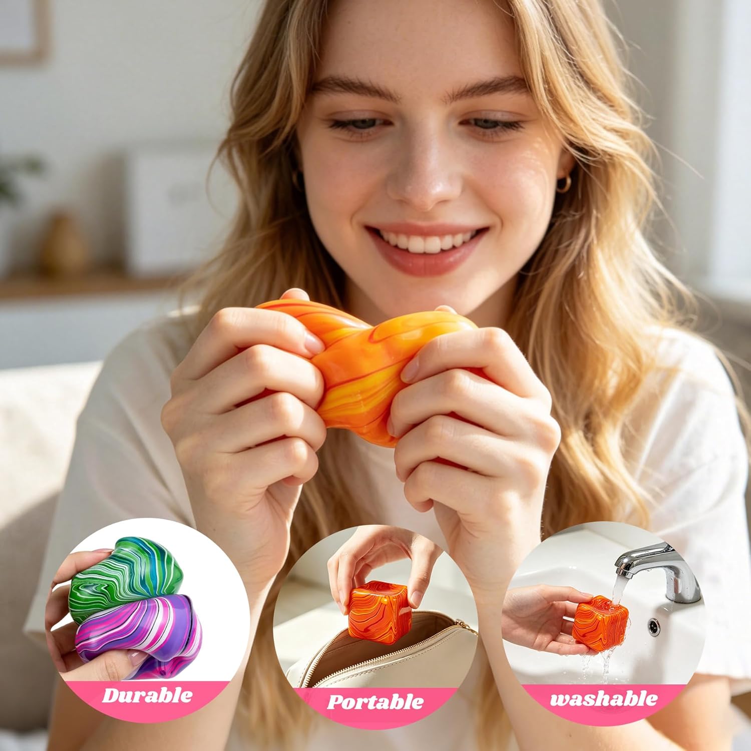 Fidget Toys. Stress Cube.1.97 inch Swirl Stress Cube Squishy Toys. Swirl Cubes Squishies for for Anxiety Stress Relief & Easter Basket Suffers Classroom Prizes (Orange) : Toys & Games - Image 6