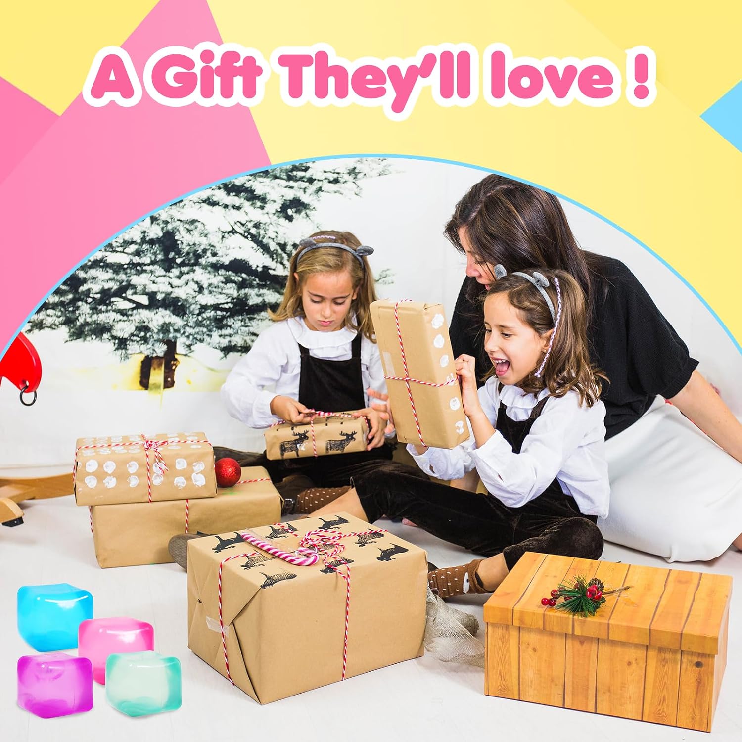 3pack Stress Cube Squishy Stress Balls for Adults Kids Fidget Toy for Your Best Mellow and Chill -Ice Cubes-Square Shape with Filling in Pink Purple Blue (3pcs Cube ) : Toys & Games - Image 7