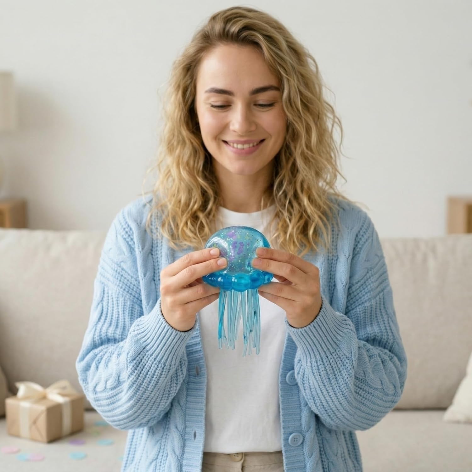 Jellyfish-Shaped Squeeze Toy. Slow-Rebound Stress-Relieving Ball. Soft and Elastic Sensory Stress-Relieving Toy. Squeezing Toys can Effectively Relieve Anxiety and Stress ((Blue)) : Toys & Games - Image 3