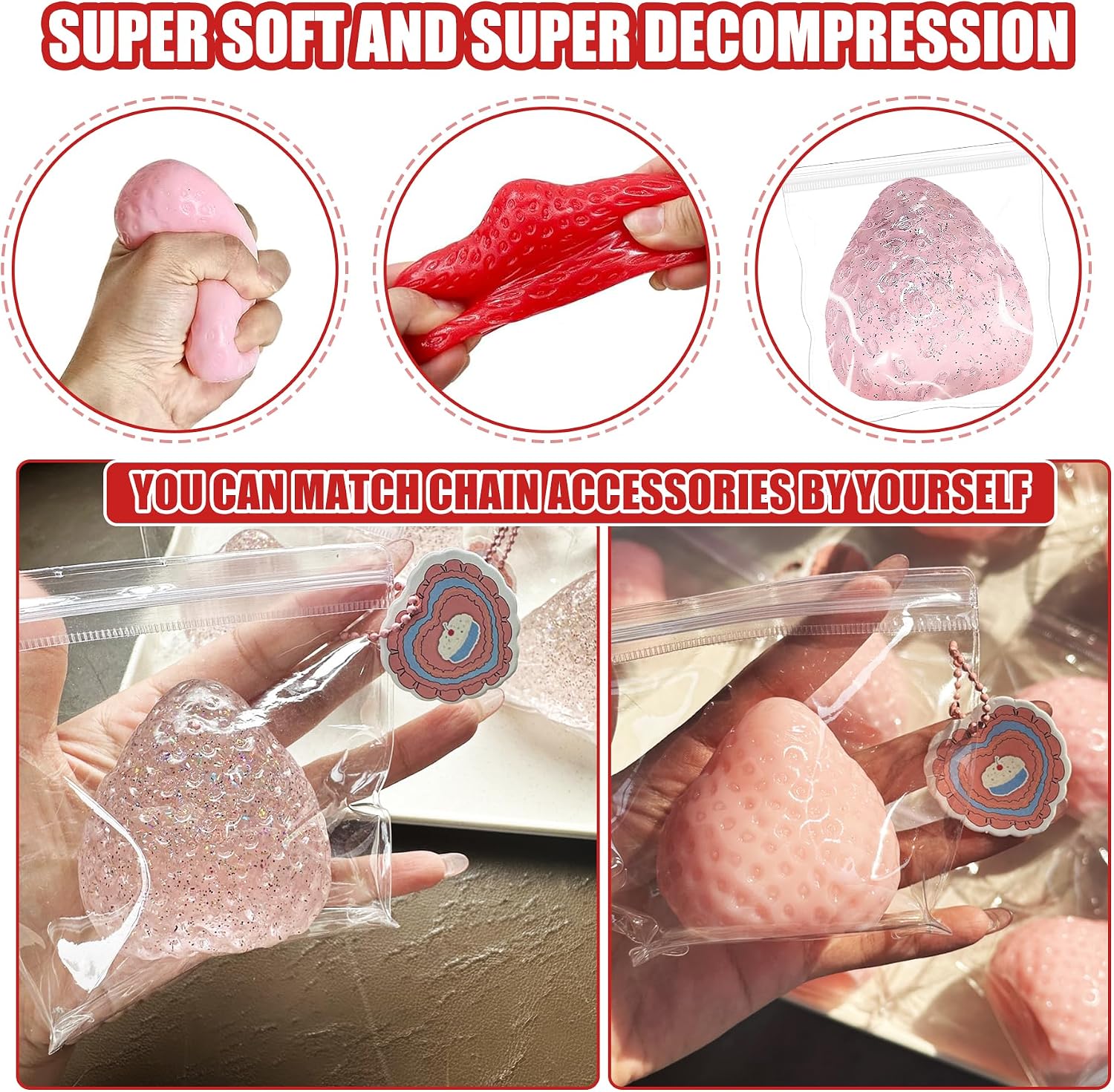 3Pcs Big Taba Squishies Strawberry. Cute Strawberry Squeeze Toys. Upgrade Fruit Squishies. Kawaii Sticky Stress Toy. Clear Fidget Toys. Valentines Gift for Kids. Teen Boys Girls Birthday Gift Ideas : Toys & Games - Image 4