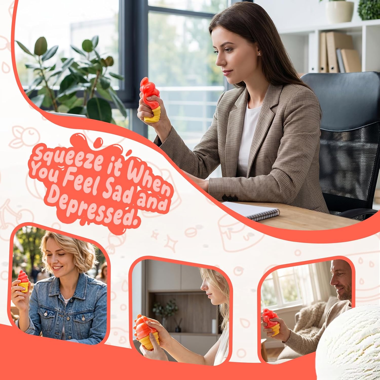 Stress Relief Ice Cream Cone Squishy Toy - Play GORO Nice Cream Sensory Squeeze Fidget Toy. Soft Anti-Anxiety Toy for Kids Adults ADHD Autism : Toys & Games - Image 5