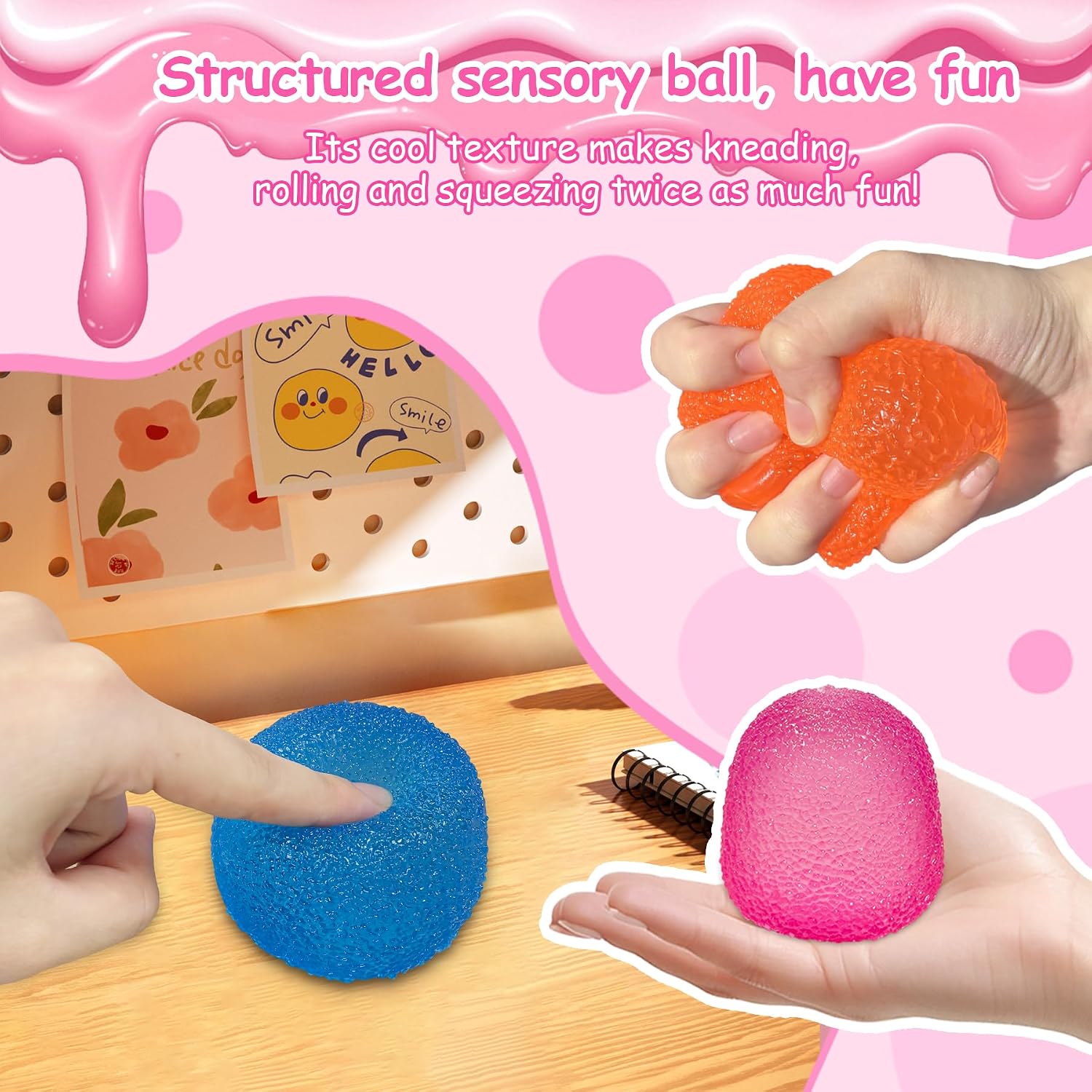 Stress Balls-Gumdrop Squishy Stress for Kids and Adults. Super Solid Squeeze Ball. Sensory for Stress Relief. Birthday. Easter Basket Stuffers and Party Favors(Pink) : Toys & Games - Image 2