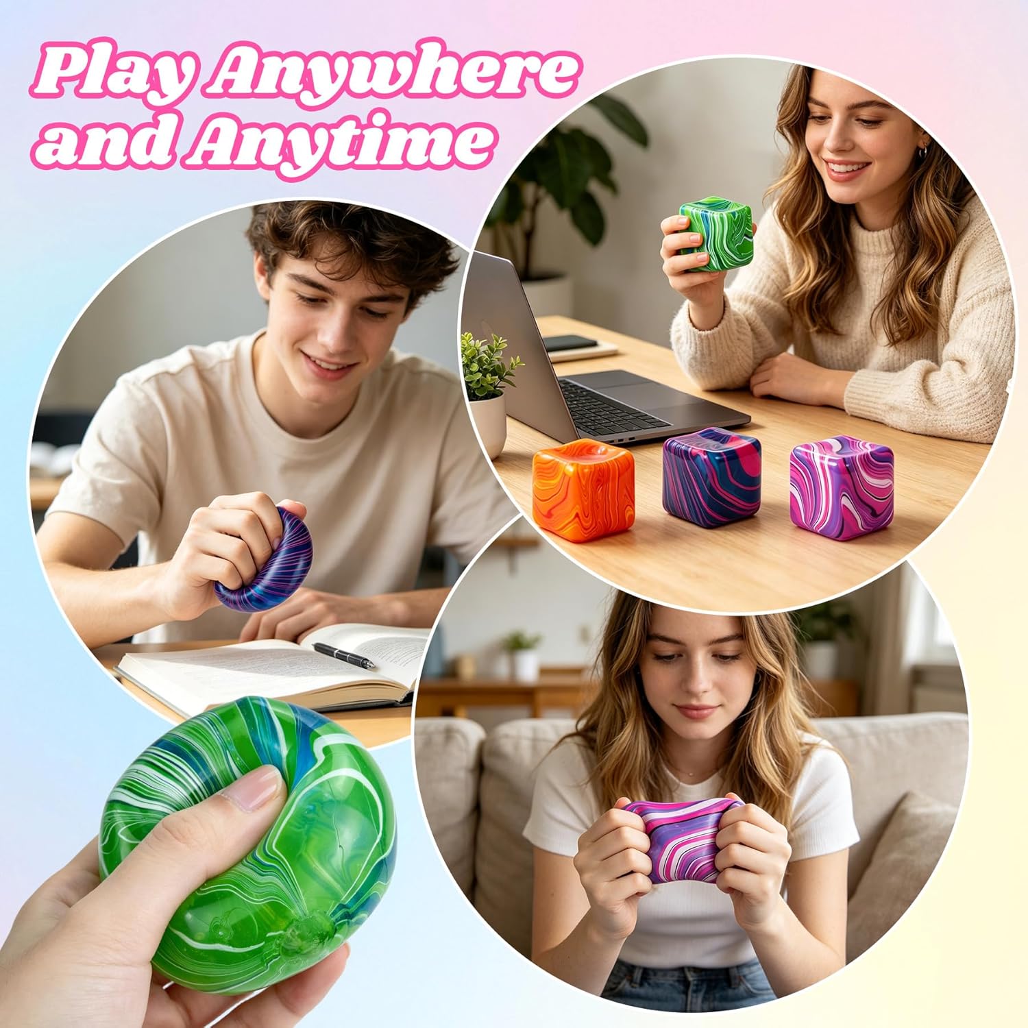 Fidget Toys. Stress Cube.1.97 inch Swirl Stress Cube Squishy Toys. Swirl Cubes Squishies for for Anxiety Stress Relief & Easter Basket Suffers Classroom Prizes (Orange) : Toys & Games - Image 4