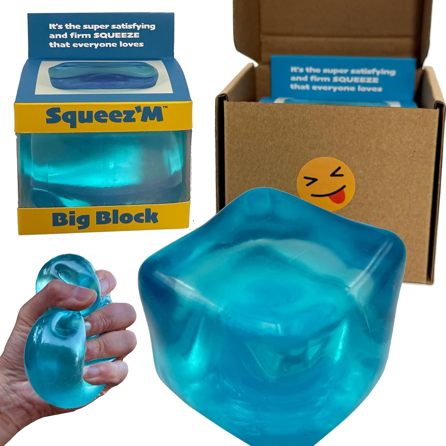 Premium Original Big Block Squeez'M Cube ?C 35% Larger Than The Standard Squishy Cube. Sensory Fidget Toy for Kids & Adults. Stress Relief. Focus & Play ?C Durable. Gift-Ready ?C ASTM Certified 3+ : Toys & Games