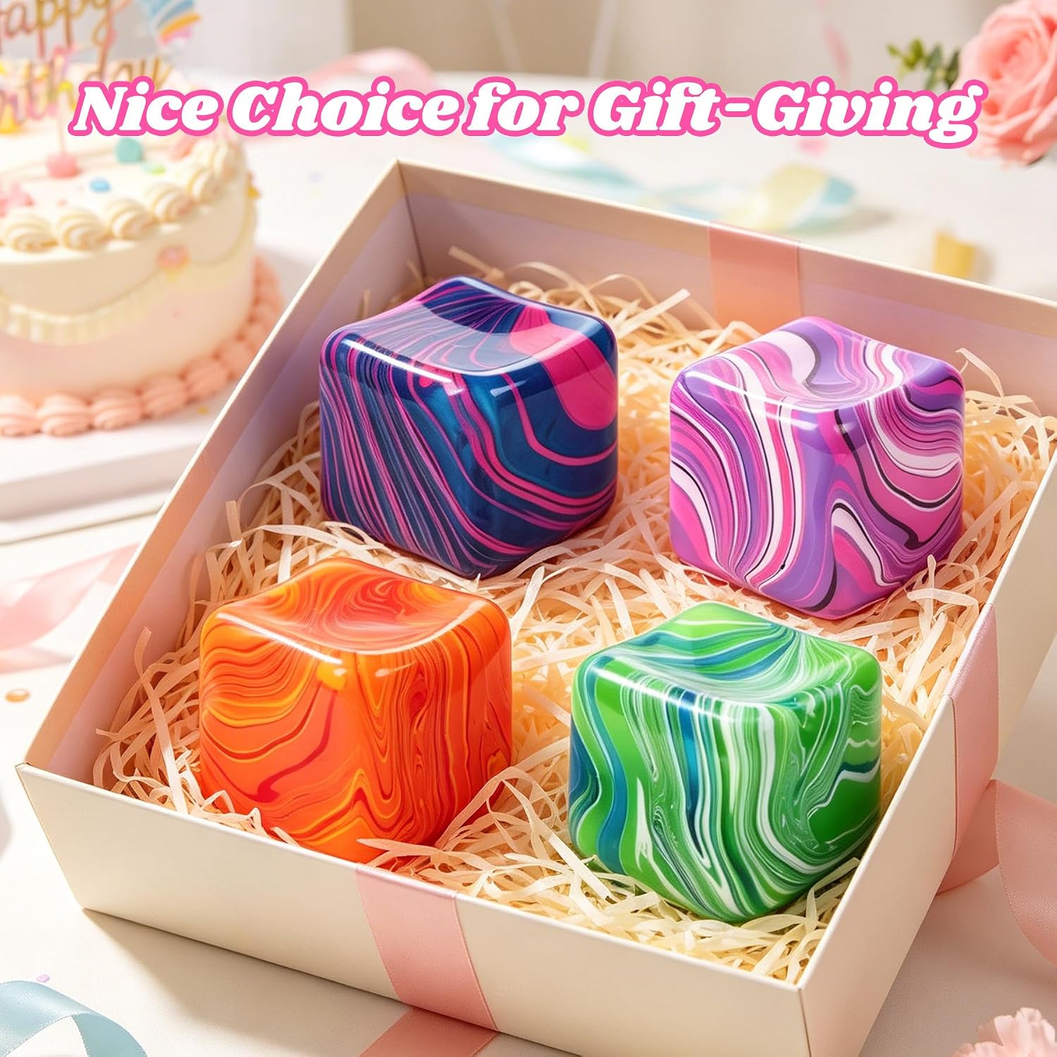 Fidget Toys. Stress Cube.1.97 inch Swirl Stress Cube Squishy Toys. Swirl Cubes Squishies for for Anxiety Stress Relief & Easter Basket Suffers Classroom Prizes (Orange) : Toys & Games - Image 7