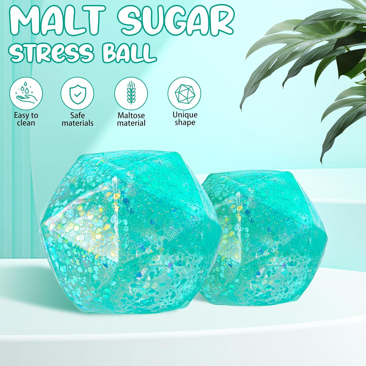 Stress Cube Squishy Stress Balls for Adults and Kids. Ice Squishy Sugar Stress Ball Sensory Fidget Toys. Slow Rise Squeeze Cube for Anxiety Relief. Malt Sugar Stress Cube for Hand Exercise (Cyan) : Toys & Games - Image 4