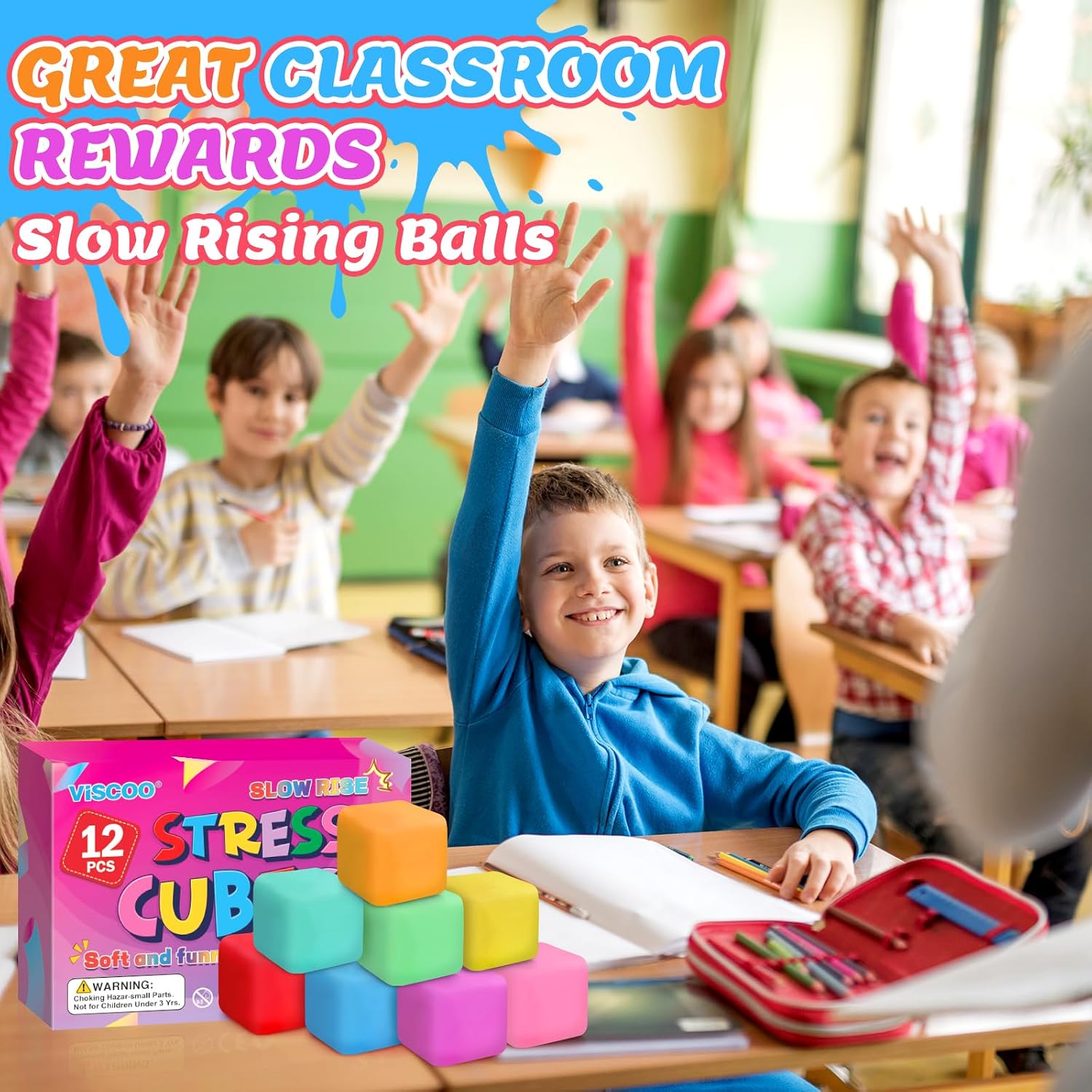 12 Pack Slow Rising Stress Cube. Dough Stress Balls Squishy Fidget Toys for Anxiety Relief. Soft Fidget Cube. Pull Stretch Squishy Toys for Classroom Prize. Party Favors for Kids Adults : Toys & Games - Image 7
